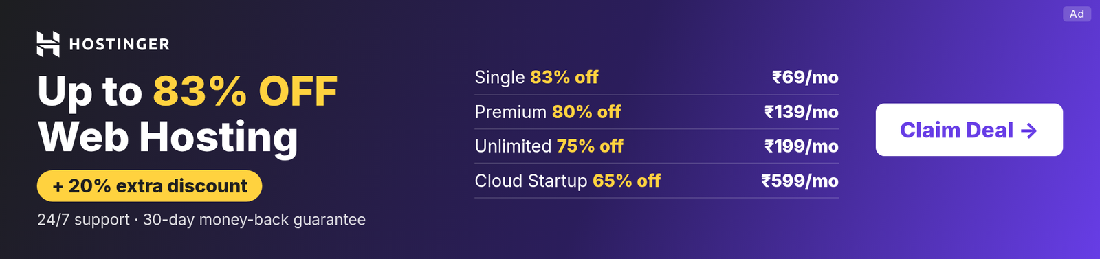 Hostinger web hosting offer