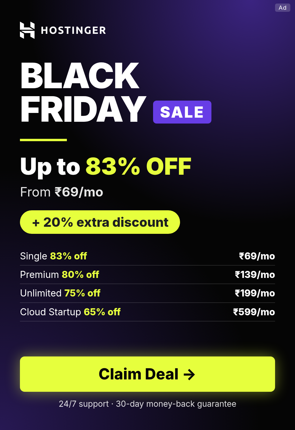 Hostinger Black Friday web hosting offer