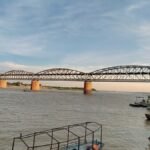 Malviya Bridge over the Ganga seen from Namo Ghat, Varanasi